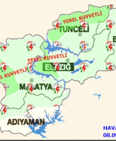 Meteoroloji̇den Elazığ İçi̇n Kuvvetli̇ Yağış Uyarısı