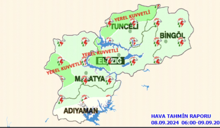 Meteoroloji̇den Elazığ İçi̇n Kuvvetli̇ Yağış Uyarısı