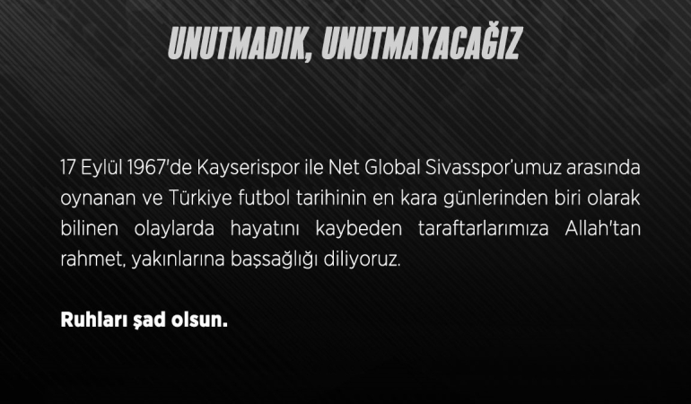 Si̇vasspor, 57 Yıllık Acıyı Unutmadı