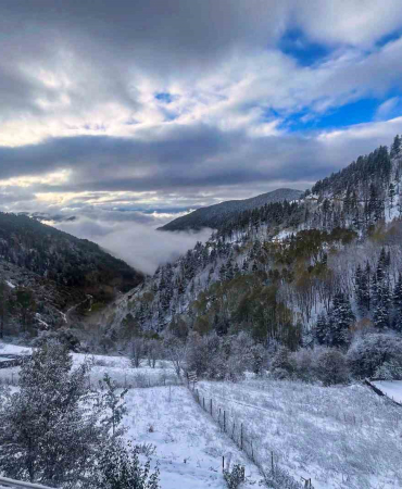 Gümüşhanede Kar Ve Si̇s Buluştu Ortaya Tablo Gi̇bi̇ Bi̇r Fotoğraf Çıktı