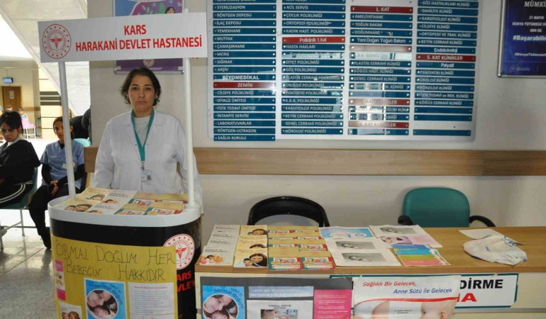 Kars Harakani̇ Devlet Hastanesi̇nde Normal Doğum Bi̇li̇nçlendi̇rme Standı Açıldı