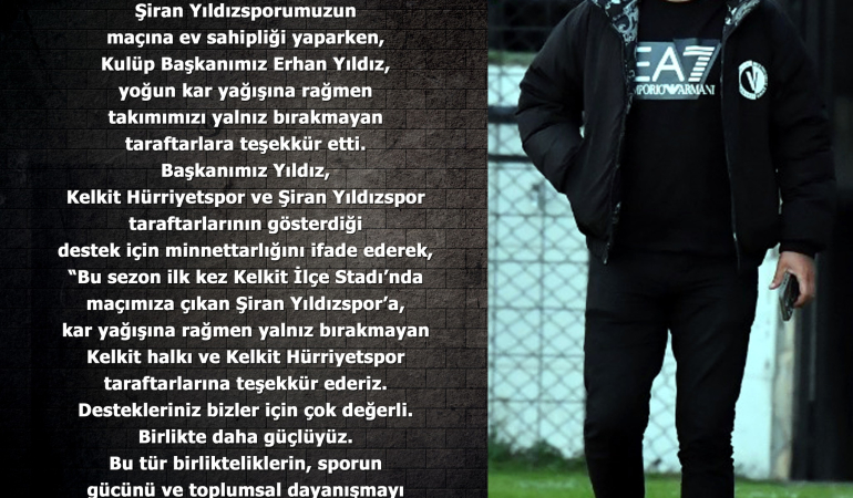 Başkan Yıldız’dan Taraftara Teşekkür Mesajı