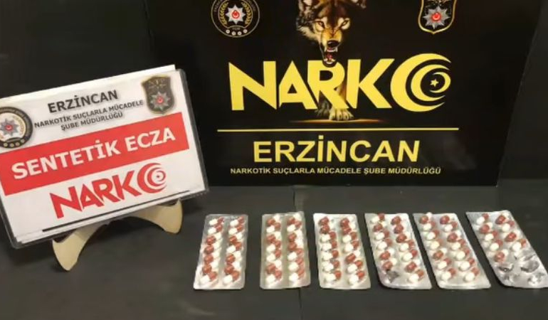 Erzincan’da 78 adet sentetik ecza maddesi ele geçirildi