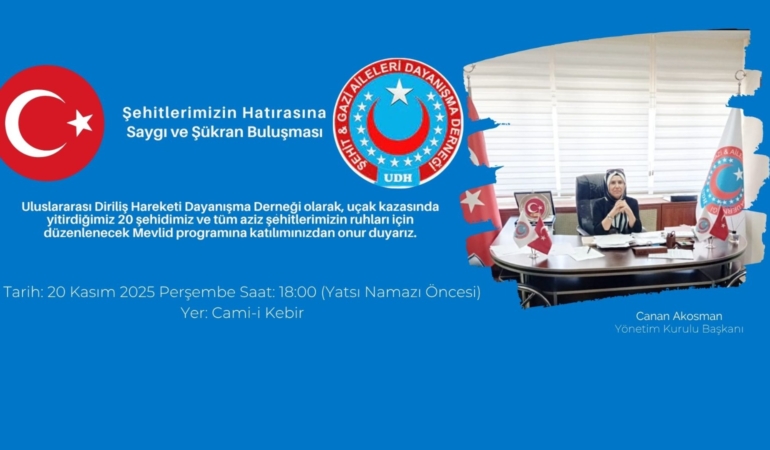 UDH Erzincan Şubesi’nden Şehitler İçin Anlamlı Mevlid Programı